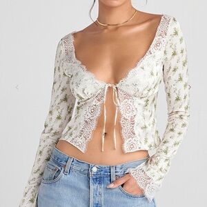 House of CB Floral Lace Trimmed Women's Top
